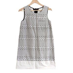 Max & Co. Cotton Textured Dress Tie Pocket Light Gray Size 4